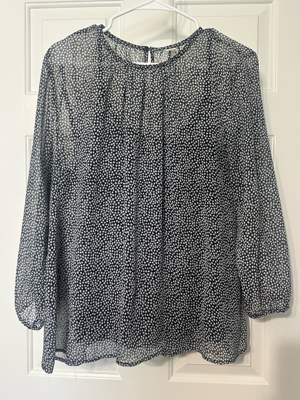 Old Navy 3/4 Sleeve Sheer Blouse with Star Pattern size Large